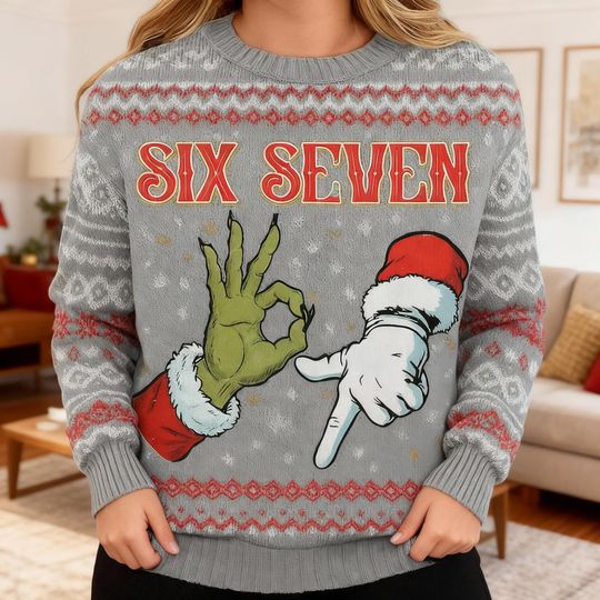 Discover Funny Santa & Green Monster, Ugly Christmas Sweater, Viral Meme Holiday Outfit, Xmas Gift