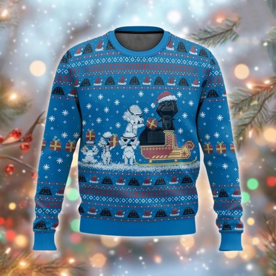 Discover Dark Lord Trooper Ugly Christmas Sweater, Sci-Fi Villain Xmas Jumper, Space Opera Holiday Sweatshirt, Gift For Fan