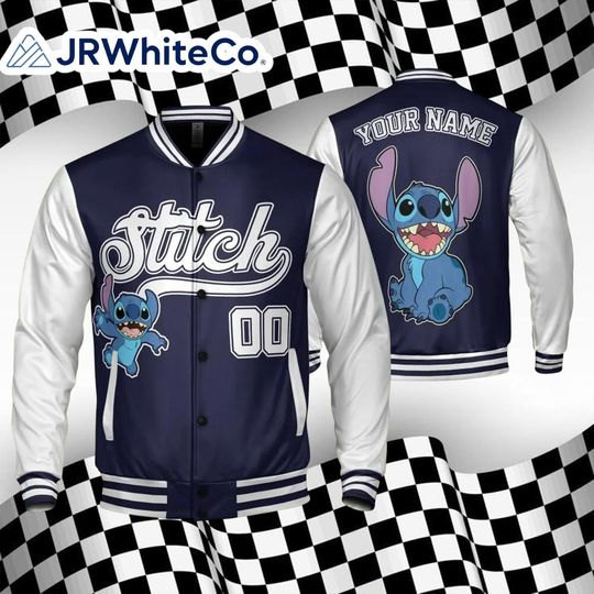 Discover Custom Stitch Varsity Baseball Jacket, Personalized Navy Jacket, Family Matching Outfit, Disney Vacation 2025