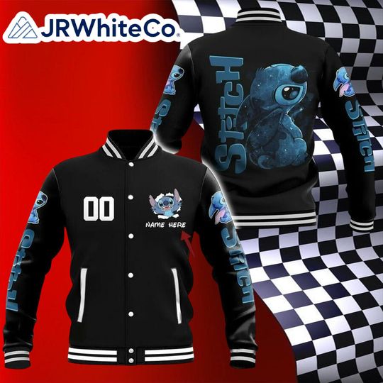 Discover Personalized Stitch Baseball Jacket, Custom Lilo and Stitch Disney Jacket, Mens Streetwear Varsity Outfit, Fan Gift