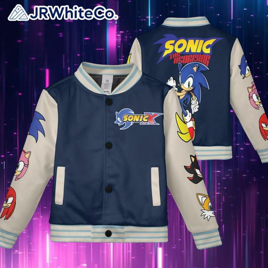 Discover Personalized Sonic Baseball Jacket, Kids Youth & Adult Varsity, Unisex Gamer Outfit, Cosplay Gift for Fans