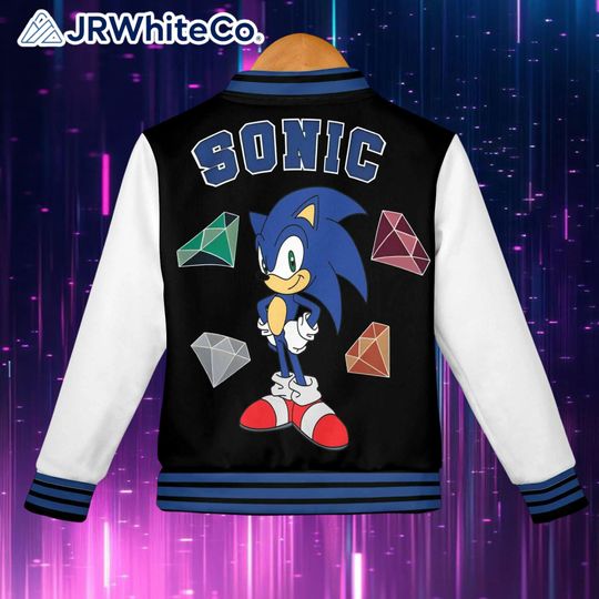 Discover Sonic Kids and Youth Baseball Jacket, Adult Unisex Varsity Jacket, Sonic Cosplay Outfit, Gamer Gift for Fans