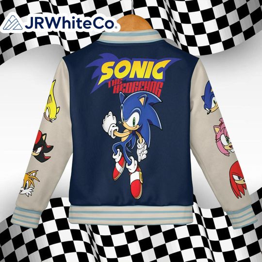 Discover Sonic Kids & Youth Baseball Jacket, Custom Adult Unisex Varsity Jacket, Matching Family Gaming Outfit
