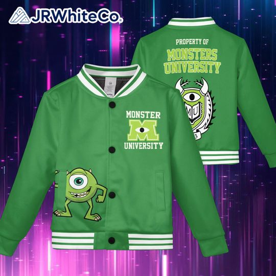 Discover Personalized Mike Wazowski Baseball Jacket, Monsters University Varsity for Kids & Adults, Disney Pixar Cosplay Gift