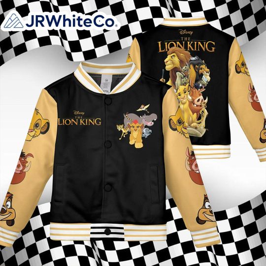 Discover The Lion King Simba & Pumba Team Baseball Jacket with Mickey Balloon, Kids and Youth Varsity Jacket, Custom Adult Unisex Baseball Jacket