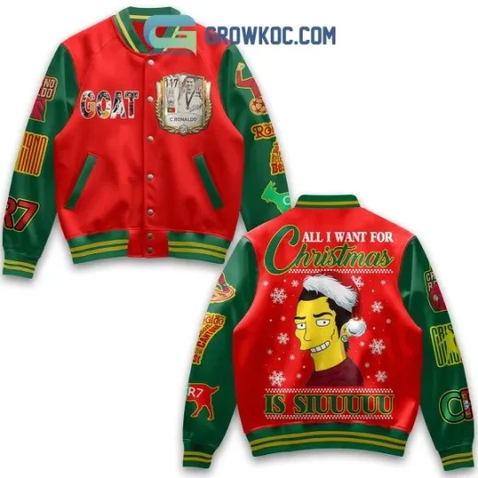 Discover CR7 The Simpson Siuu Is All I Want For Christmas Baseball Jacket