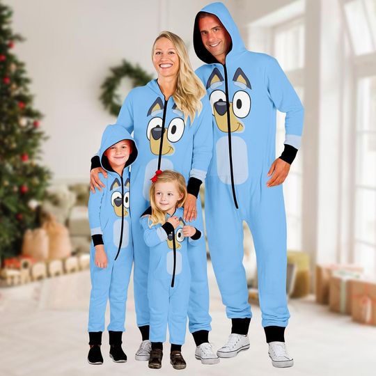Discover Blue Dog Kigurumi, One-piece Pajama, Dog Cartoon Fleece Jumpsuit, Christmas Cosplay, Christmas Gift , Xmas, Birthday Gift