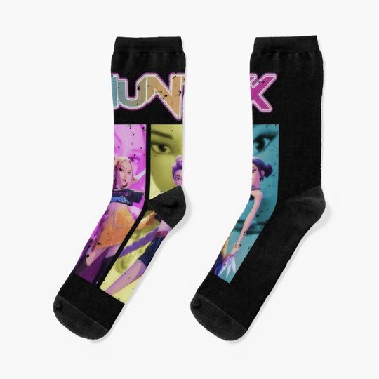 Discover Kpop Demon Hunters – HUNTR/X Neon Idol Poster Socks