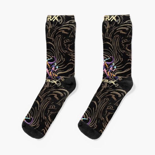 Huntrix gathered painting demon hunters golden flow Socks
