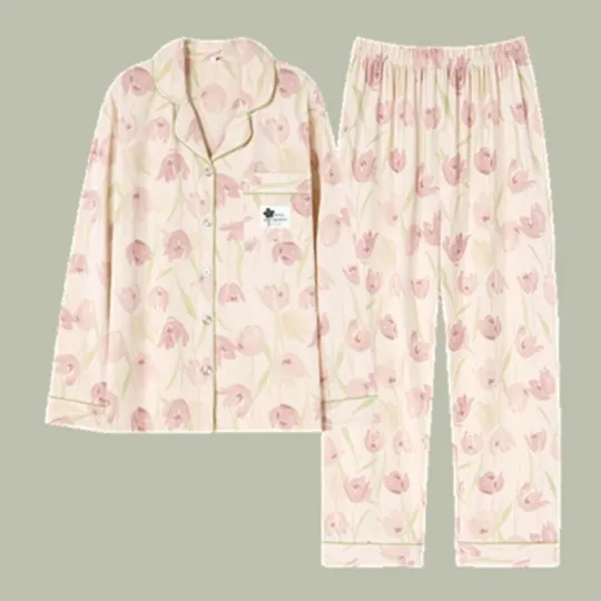 Discover Women’s Cotton Pajama Set with Long Sleeve Top and Pants