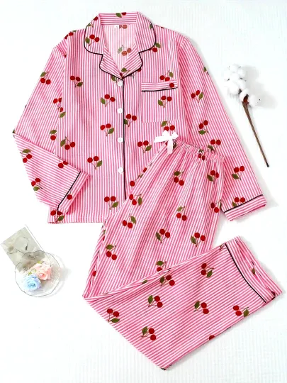 Discover Women's XL Striped Pajama Set Nightwear & Lounge Set