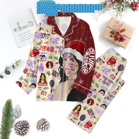 Olivia Rodrigo I Want to Get Him Back Pajama Set, Christmas Sleepwear for Adults