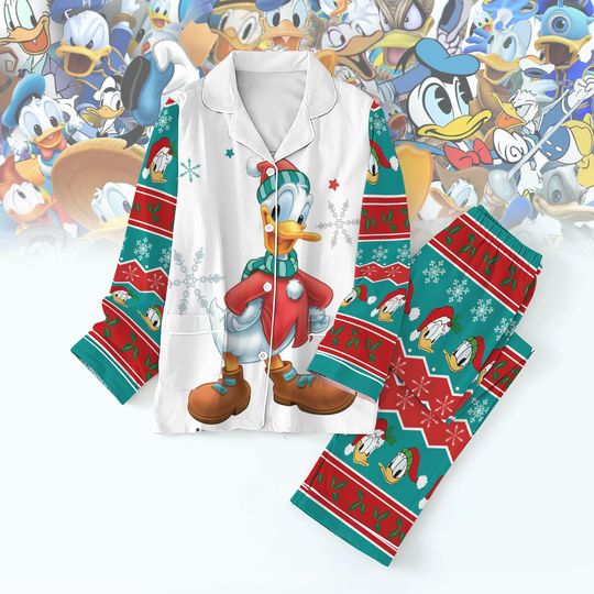Discover Donald Ugly Christmas Pajamas Set, Donald Duck Holiday Pajamas, Disney Family Matching Pajamas, Magic Kingdom Shirt, Gift For Kids