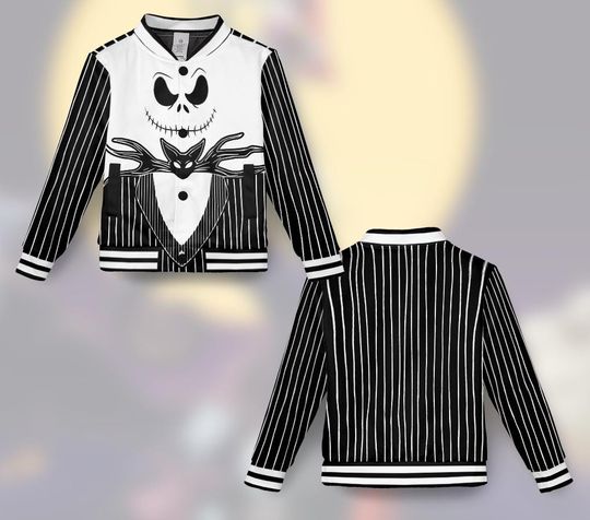 Discover Jack Skellington Baseball Jacket, Disney Halloween Shirt, Horror Movie, The Nightmare Before Christmas Varsity, Halloween Cosplay Jacket
