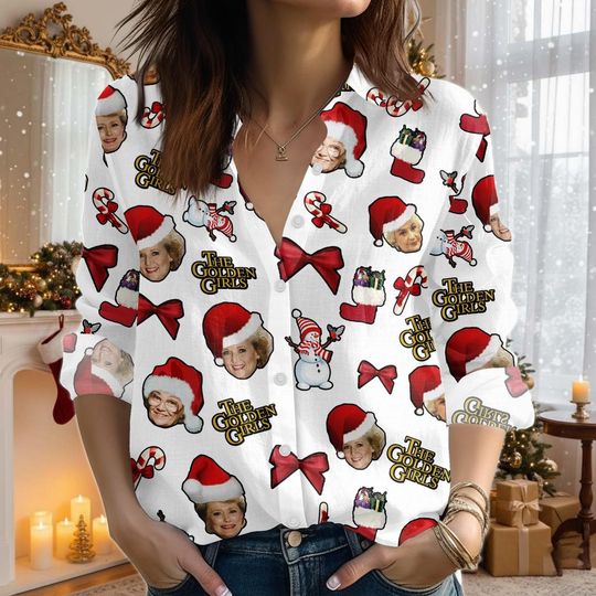 Discover Stay Golden Santa Blouse Shirt, Stay Golden Xmas Shirt, Stay Golden Holiday Shirt, May All Your Christmas Bea White Shirt