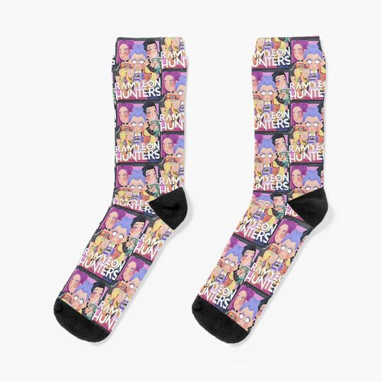 Huntrix Kpop Demon Hunters Ramyeon Watercolor  Socks