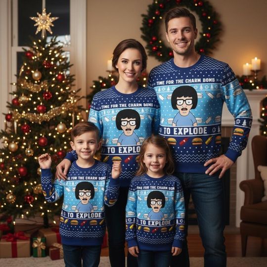 Discover Bob's Burgers Ugly Christmas Sweater, Tina Belcher Sweater, Cartoon Xmas Holiday Gift