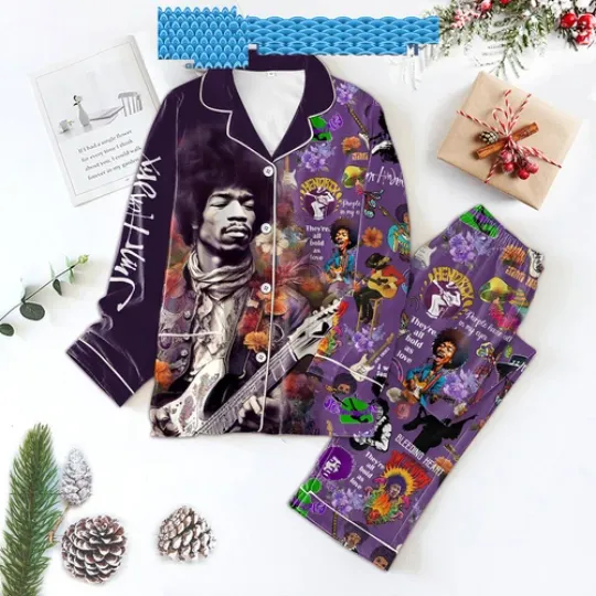 Discover Jimi Hendrix Th3yre All Bold As Love Satin Pajama Set
