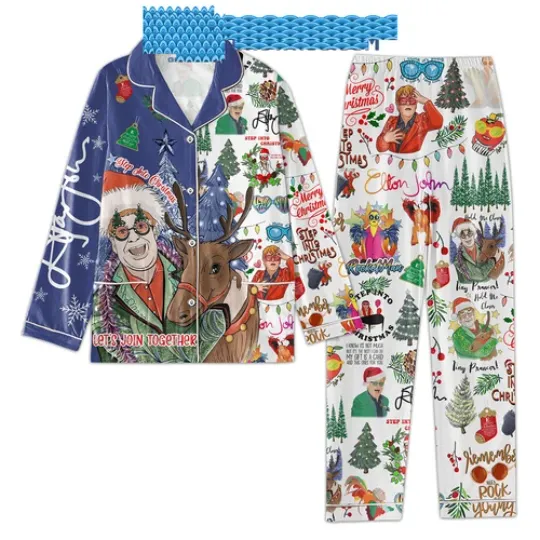 Elton John Rocket Man Christmas Pajama Set for Adults