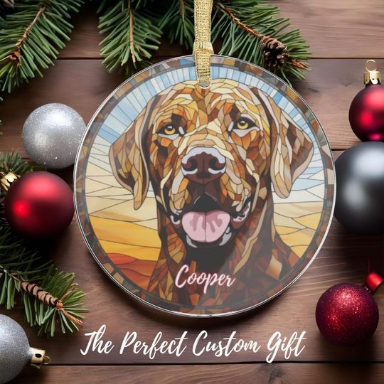 Discover Labrador Christmas Ornament: Stained Glass Look Acrylic Holiday Keepsake