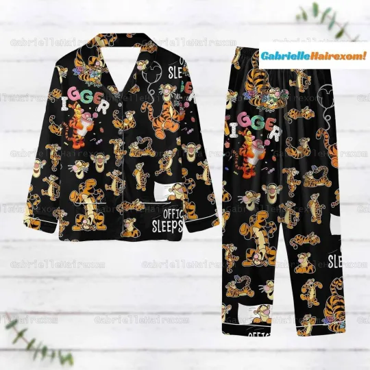 Discover Disney Tigger Pajamas Set for Adults, Winnie the Pooh and Tigger Cartoon Sleepwear