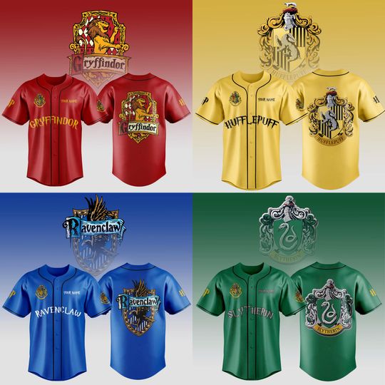 Harry Potter Gifts, Custom Baseball Jersey, Wizard Houses Shirt, HP Wizard School Shirt for Men, Personalized Gift for Kids, Christmas gift.