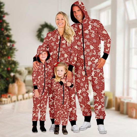 Discover Gingerbread Cookie Family Christmas Onesie Pajamas, Matching Holiday Jumpsuit Set, Cozy Festive Sleepwear Gift for Family, Gift For Kid