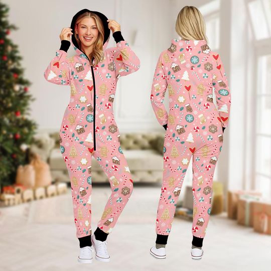 Discover Disney Gingerbread Cookie Family Christmas Onesie Pajamas, Cute Holiday Matching Jumpsuit Set, Festive Sleepwear, Xmas Gift