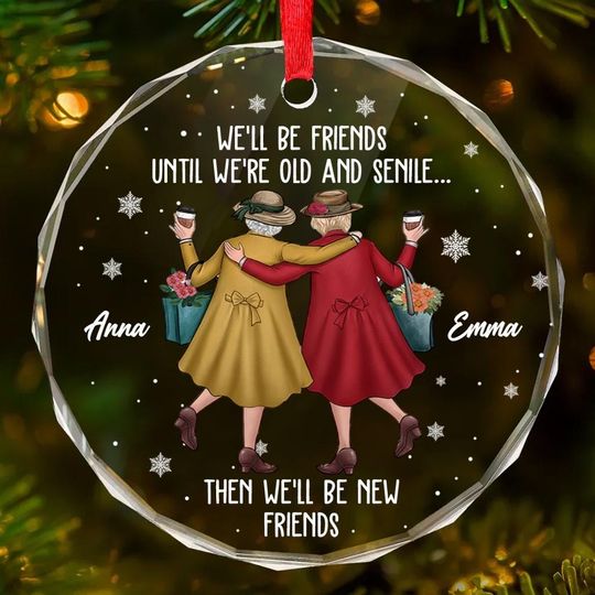 Discover Friendship Glass Ornament Christmas Gift, Christmas Tree Decor for Best Friends, Timeless Friendship Heart Keepsake, Best Friend Glass Decor