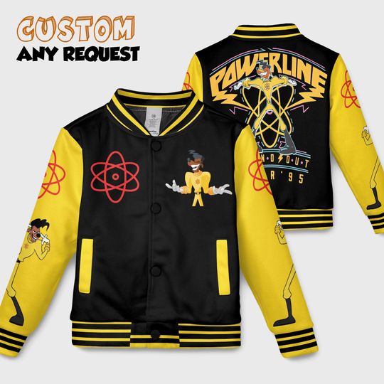 Discover Powerline Max 95 Kids and Youth Baseball Jacket, Adult Varsity Baseball Jacket, Disney A Goofy Movie Powerline Stand Out World Tour