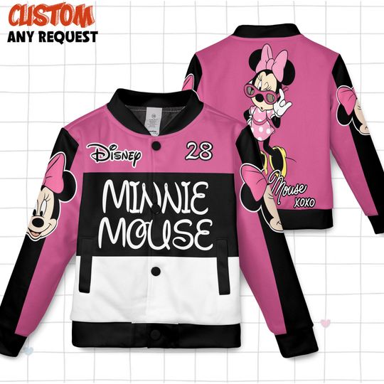 Discover Minnie Mouse Kids and Youth Baseball Jacket, Aldult Varsity Baseball Jacket