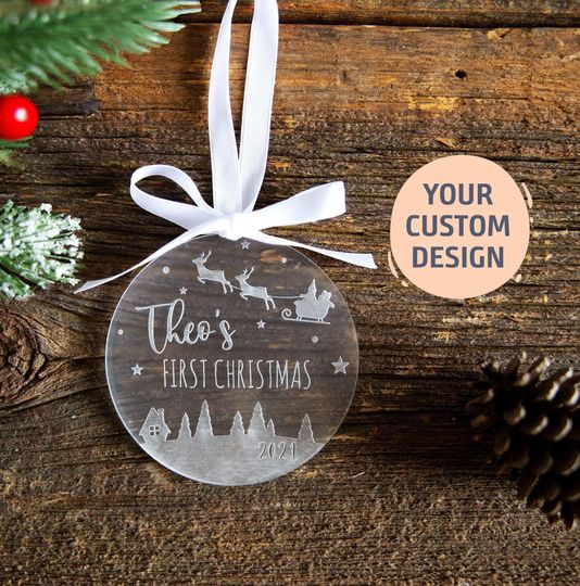 Discover Custom Baby's First Christmas Ornament 2025 | New Mom Gift, Baby's First Holiday Gift, New Baby Keepsake, Baby Name Ornament, Newborn
