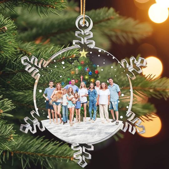 Discover Custom Snowflakes Photo Family, Friends, Personalized Acrylic Photo Ornament, Family Photo Gifts, Picture Acrylic Ornament, Christmas Gifts
