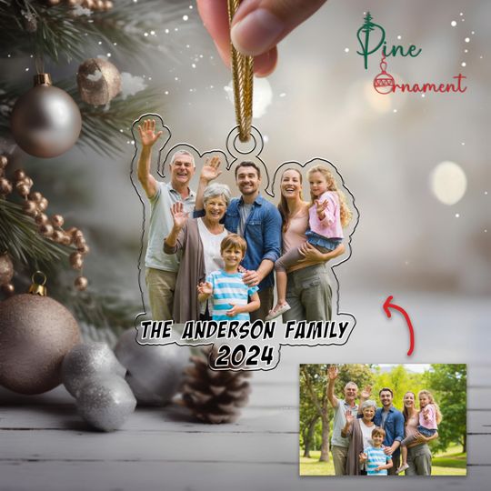 Discover Custom Family Photo Christmas Ornament, Acrylic Keepsake