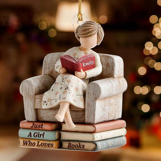 Discover Just A Girl Who Loves Books - Personalized 1-Layer 2D Acrylic Ornament