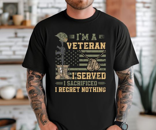 Discover Comfort Colors Custom Veterans Day T-Shirt: Veteran Military Shirt, Proud Army Tee, Patriotic American Flag Tees, Gift For Husband