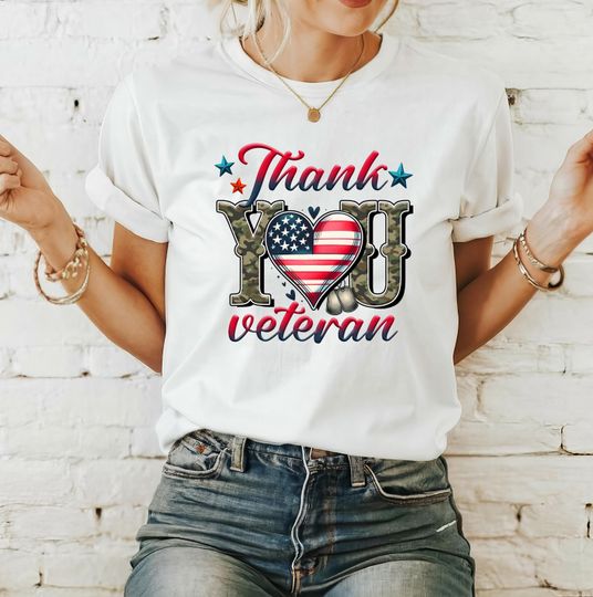 Discover Thank You Veteran Shirt, Memorial Day T-Shirt, Patriotic USA Flag Shirt, Veterans Day Gift, American Flag Shirt, Military T-Shirt