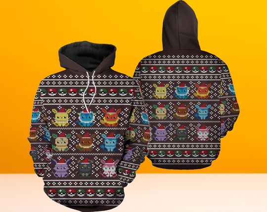 Discover Pika Eeveelution Christmas Hoodie 3D, Eeveelution Christmas 3D Hoodie, Pika Christmas 3D Hoodie, Christmas Hoodie 3D, Gift Christmas.