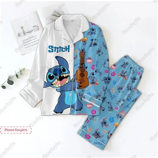 Discover Funny Stitch Pajamas Set, Stitch Ohana Family Shirt, Stitch Disney Women