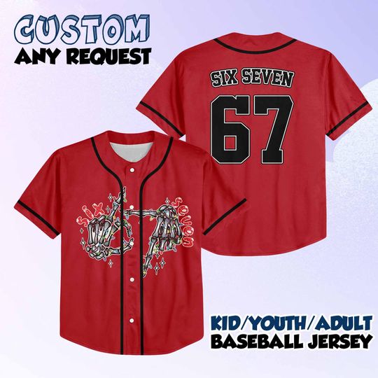 Discover Skeleton 6 7 Christmas Baseball Jersey, Six Seven Meme Christmas Shirt , Six Seven Christmas Shirt, Santa Says Six Seven Shirt, 6 7 Meme