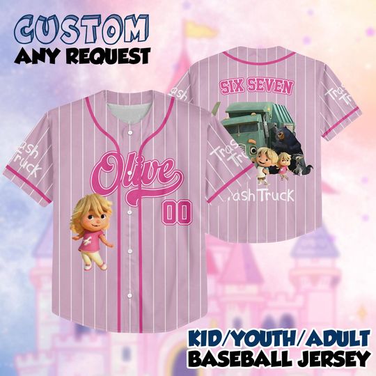 Discover Personalized Olive Trash Truck Baseball Jersey, Hank Trash Truck Birthday Boy, Birthday Girl Jersey, Trash Truck Family Birthday Party