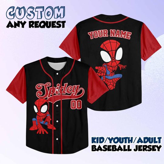 Discover Personalized Spidey and His Amazing Friends Baseball Jersey, Custom Spider-Man Jersey, Disney Baseball Team Outfit