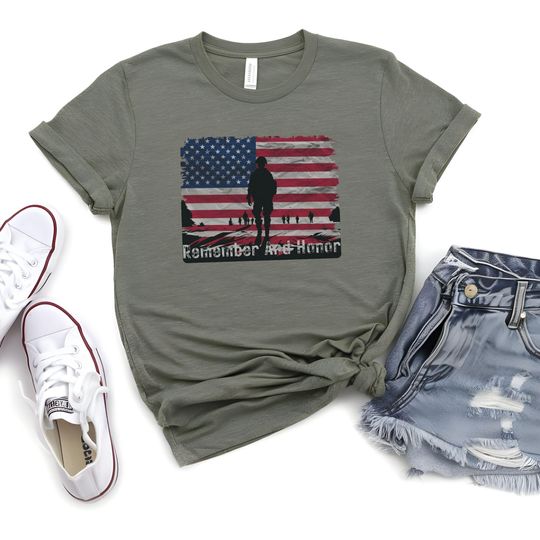 Discover Memorial Day Shirt, Remember and Honor Memorial Day T-Shirt, American Soldiers Tee, Memorial Freedom Dad T Shirt, Labor Day Tshirt Gift