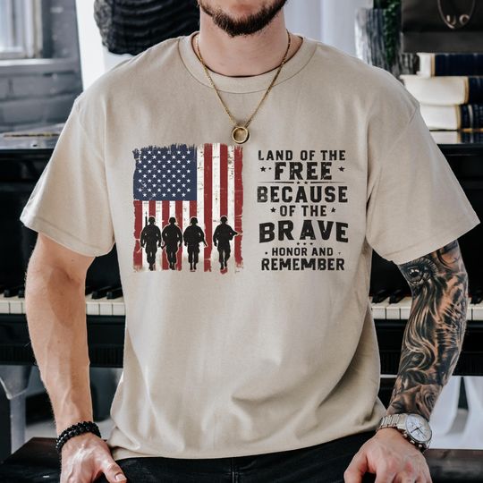 Discover Memorial Day Shirt, Land of the Brave Shirt, 4th of July Tee, Patriotic American Flag Shirt, Heart Memorial Day Shirt