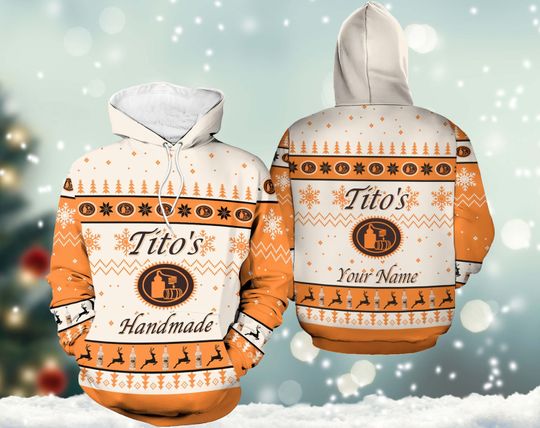 Custom Name Titos Handmade Vodka Christmas Hoodie 3D, Titos Christmas 3D Hoodie, Titos Vodka 3D Hoodie, Christmas Hoodie, Gift Christmas.