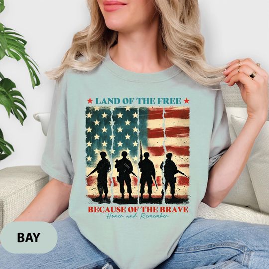 Discover Memorial Day Shirt, Land of the Brave Shirt, Patriotic American Flag Shirt, Army Shirt, Honor and Remember Shirt, Comfort Colors 4th July