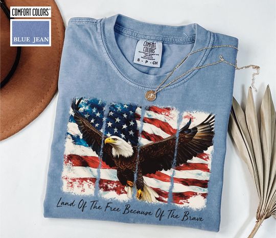 Discover American Flag Eagle T-Shirt, Land of the Free Shirt, Trendy Independence Day Tee