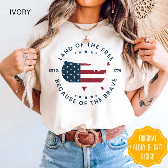 Discover Land of the Free Because of the Brave Shirt Memorial Day Tee, Patriotic T-Shirts