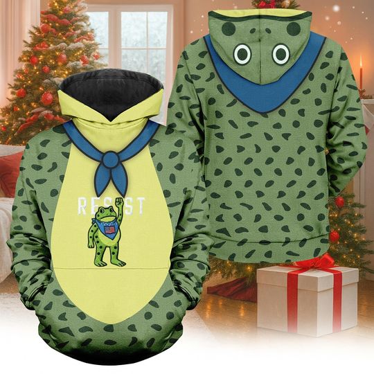 Frog Resist Cosplay Hoodie, Anti-ICE Hoodie, Costume Portland Frog, Anti Establishment Hoodie, Deportation Resistance Hoodie