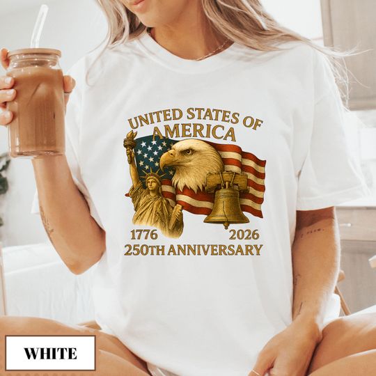 Discover Comfort Colors USA 250th Anniversary Tee, Patriotic 1776-2026 Graphic T-Shirt